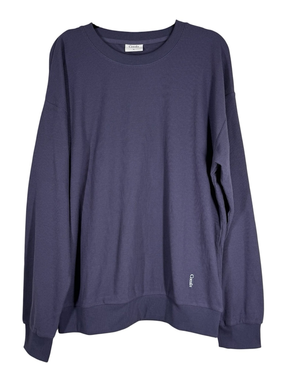 Comfrt Mens Waffle Knit Thermal Crewneck Top Stone Blue Men’s XL Unisex